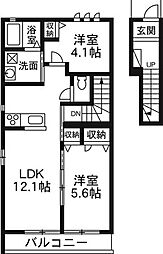 安堀ハイム 2LDKの間取図画像