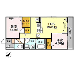 ポルトフィーノB 2LDKの間取図画像