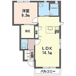 ドリームコスモA 1LDKの間取図画像