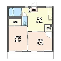 ハイツ美の宮A 2DKの間取図画像