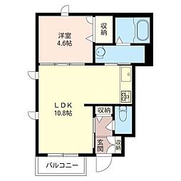 マンション鷹の巣(B) 1LDKの間取図画像