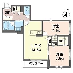 クオレール流山ＣＰ 1階2LDKの間取り