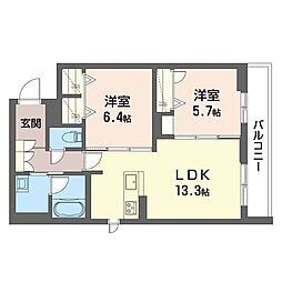 クレスティーク 2LDKの間取図画像