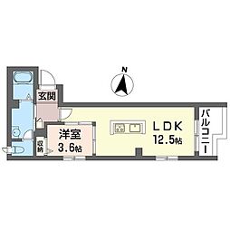 Tクロシェット 1LDKの間取図画像