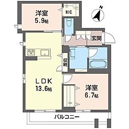 レスポアール 2LDKの間取図画像