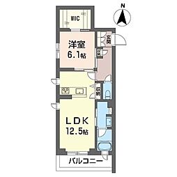 戸塚日和 2階1LDKの間取り