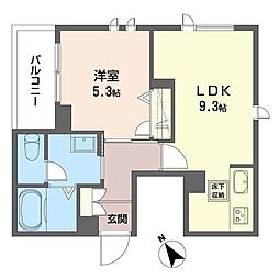 バンカメゾン 1階1LDKの間取り