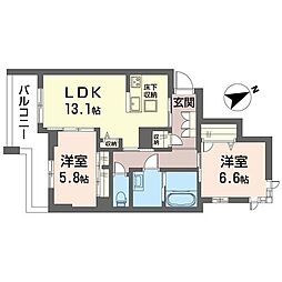 スプリング クレスト 2LDKの間取図画像