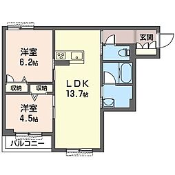 ラウレア 2LDKの間取図画像
