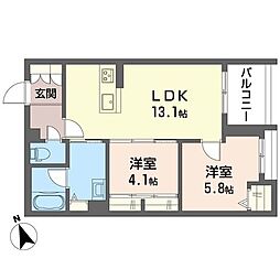 ベンディシオン市川 2LDKの間取図画像