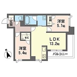 ベンディシオン市川 2LDKの間取図画像