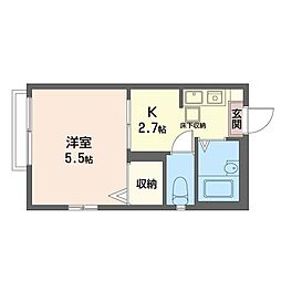 リバーサイドハイツ 1Kの間取図画像
