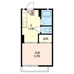 ハウス・カジヤ 1Kの間取図画像