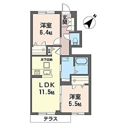 ジュン・カエモンA 2LDKの間取図画像
