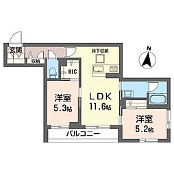 コンフォーザ 真間 2LDKの間取図画像