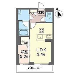 ルピナスコモド 00102 1階1LDKの間取り