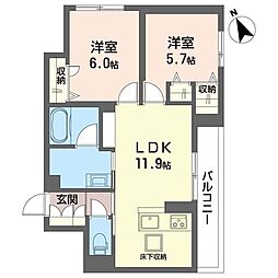 リラフォート本八幡 2LDKの間取図画像