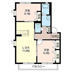 グランシャリオ1 2LDKの間取図画像