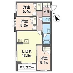 エムメゾン 3LDKの間取図画像
