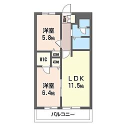 ヴィラージュ市川大町 2LDKの間取図画像