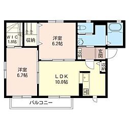 ショコラI 2階2LDKの間取り