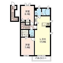メゾン・ド・リアンS 2LDKの間取図画像