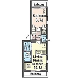 メディオII 2階1LDKの間取り