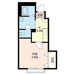 シャーメゾン竹の塚 1階1Kの間取り