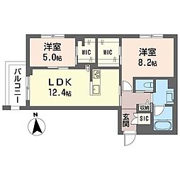 スカイ ガーデン 2LDKの間取図画像