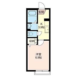 シャーメゾン1番館 1Kの間取図画像