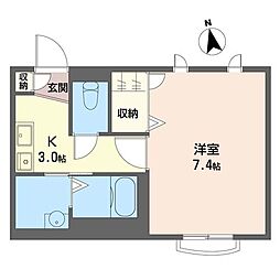リコメンド草加 1Kの間取図画像