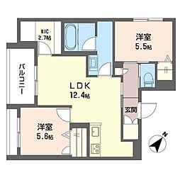 グレースコート アリア 2LDKの間取図画像