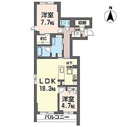 ソラーナ 2LDKの間取図画像