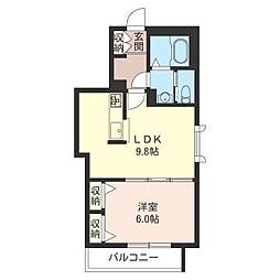 シャーメゾンＫ 2階1LDKの間取り