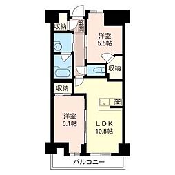 マストライフ古河庭園 2階2LDKの間取り