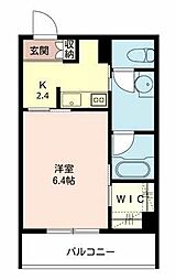 クレインテラス 1Kの間取図画像