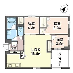 ヴィラアルボ1 3LDKの間取図画像