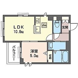 クラルス仲宿 1LDKの間取図画像