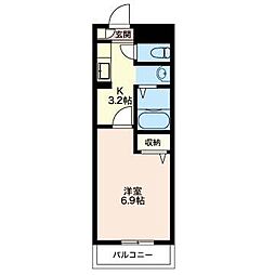 サンライズ・スリー 1Kの間取図画像