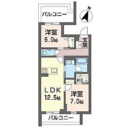 Cinqristar 2LDKの間取図画像