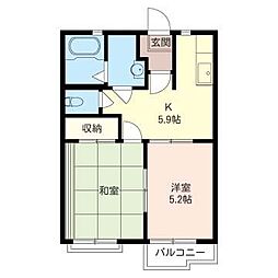コートピア港南B棟 2Kの間取図画像