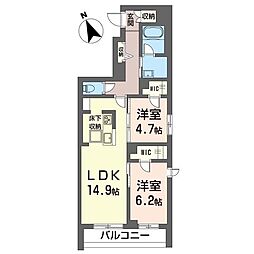 シャーメゾンハレムサシノ　マーリエ 1階2LDKの間取り
