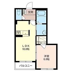 スリーエイトナイン 1LDKの間取図画像