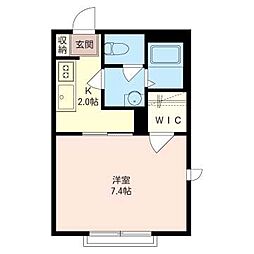 ロータスハイム 1Kの間取図画像