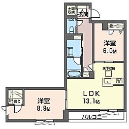 イリス吉祥寺 2LDKの間取図画像