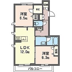Ambiente下井草 2LDKの間取図画像