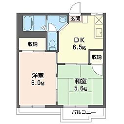メープルサイド北村 2DKの間取図画像