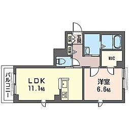 シェ・プレーヌ 1LDKの間取図画像