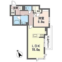 セリシール 1階1LDKの間取り