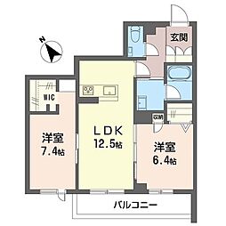 シャーメゾン港南台 1階2LDKの間取り